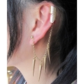 Ear cuffs (кафф) Бабочка с цепочкой и конусами, цвет золото