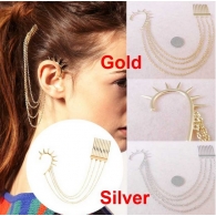 Ear cuffs (кафф) Конус на дуге с цепочками и гребнем в волосы