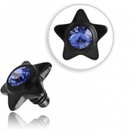 Пирсинг Накрутка 1,6 мм звездочка с камнем титан черный 3,5 мм/ разные цвета производства Thailand  