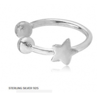 Пирсинг Обманка кольцо серебро со звездочкой 0,8*6 мм производства Thailand  