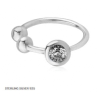 Пирсинг Обманка кольцо серебро с камнем завальцовка 0,8*6 мм производства Thailand  
