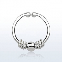 Пирсинг Обманка кольцо серебро 925 пробы с дизайном балийской проволоки с шариком AGSEP12C/ 1,0*12  производства Thailand_E  