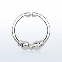 Пирсинг Обманка кольцо серебро 925 пробы с дизайном балийской проволоки с шариками AGSEP12L/ 1,0*12  производства Thailand_E  