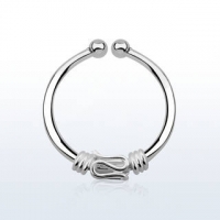 Пирсинг Обманка кольцо серебро с дизайном балийской проволоки / 1,0*12  производства Thailand_E  