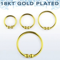 Пирсинг Обманка кольцо серебро 925 проба покрытие золото 18 карат калибр 0,8 мм / разные размеры производства Thailand_E  