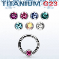 Пирсинг Хард 1,2 мм титан шарик титан с камнем / 1,2*8*3 / разные цвета производства Thailand  