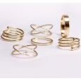Комплект колец на пальцы и фаланги пальцев Спираль золото / 6 штук