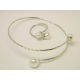 Комплект браслет и кольцо Mise en Dior белый жемчуг / серебро