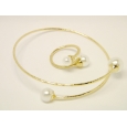 Комплект браслет и кольцо Mise en Dior белый жемчуг / золото