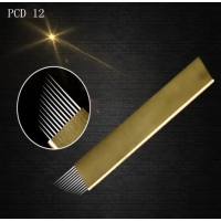 Пирсинг Иглы для микроблейдинга PCD плоские №12 "золото" пайка диагональ производства Гонконг  