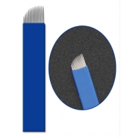 Пирсинг Иглы для микроблейдинга плоские №14 "синие" пайка диагональ производства Гонконг  