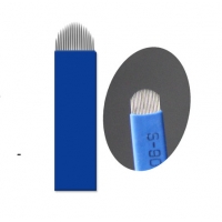 Пирсинг Иглы для микроблейдинга плоские №18 "синие" пайка U формы производства Гонконг  